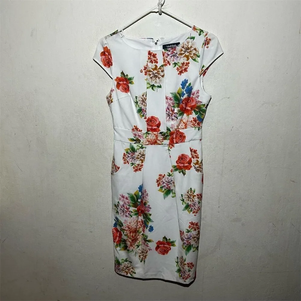 ModCloth Elegant Reflections Floral Sheath Dress Size Small - Picture 5 of 10